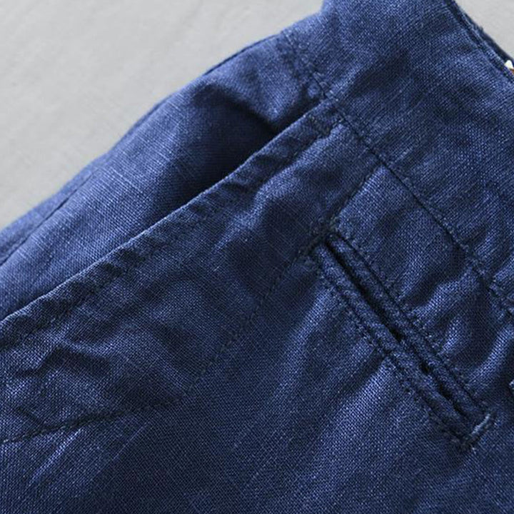 Buddha Stones無地 ドローストリング リネン メンズ ショートパンツ ポケット付き - image 16