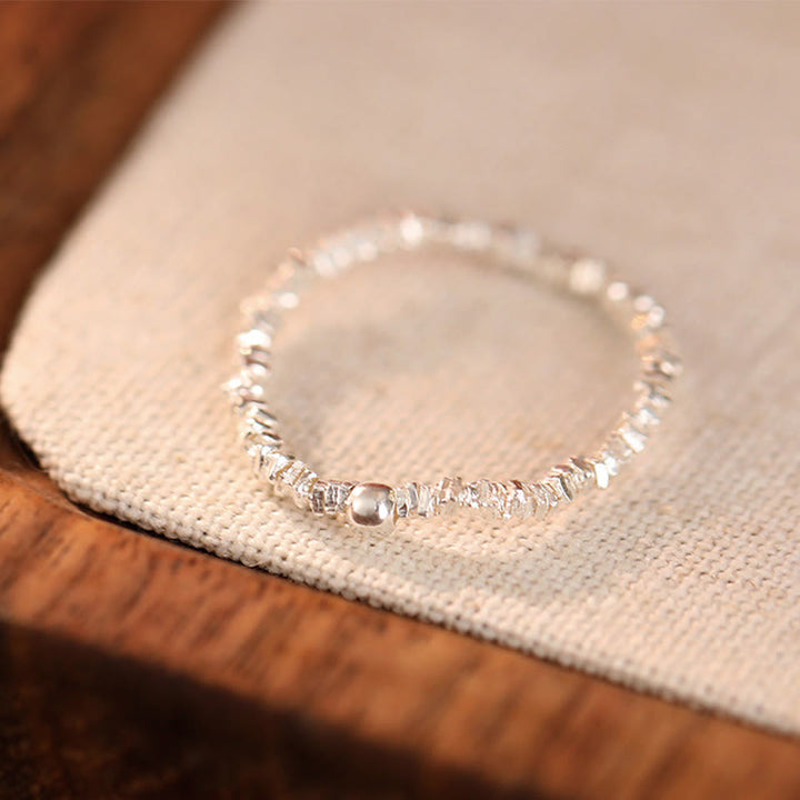 Buddha Stones925スターリングシルバー天然小和田翡翠ビーズ幸運弾性リング - シルバー（伸縮性のある紐） - image 2