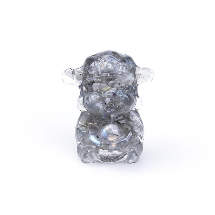 Buddha Stones富の神 アメジスト クリスタル 樹脂 エネルギー幸運繁栄ホームデコレーション - ラブラドライト 5.6×4.7×3.5cm - image 23