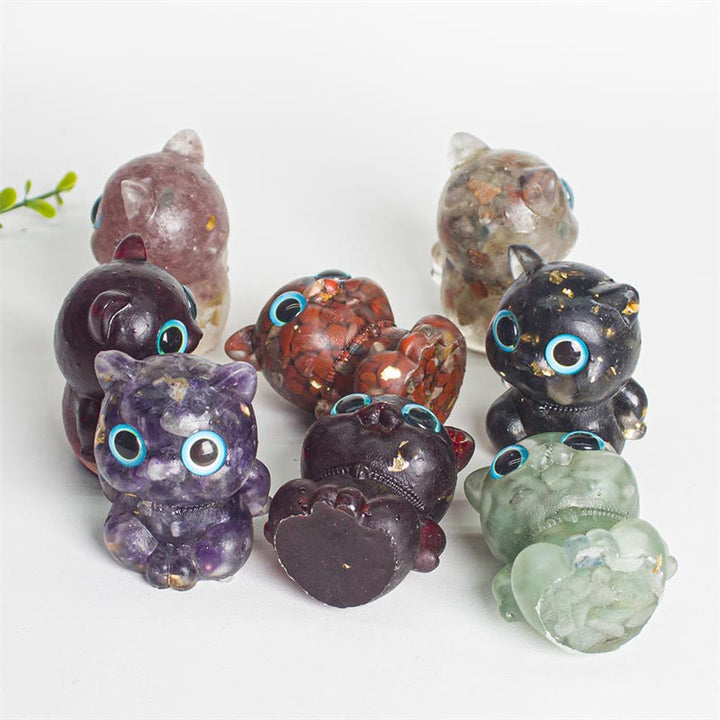 Buddha Stonesかわいい猫 ラズライト アメジスト ブラックオブシディアン アクアマリン クリスタル 樹脂 ポジティブ ホームデコレーション - image 18