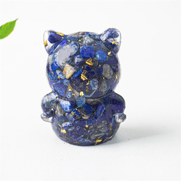 Buddha Stonesかわいい猫 ラズライト アメジスト ブラックオブシディアン アクアマリン クリスタル 樹脂 ポジティブ ホームデコレーション