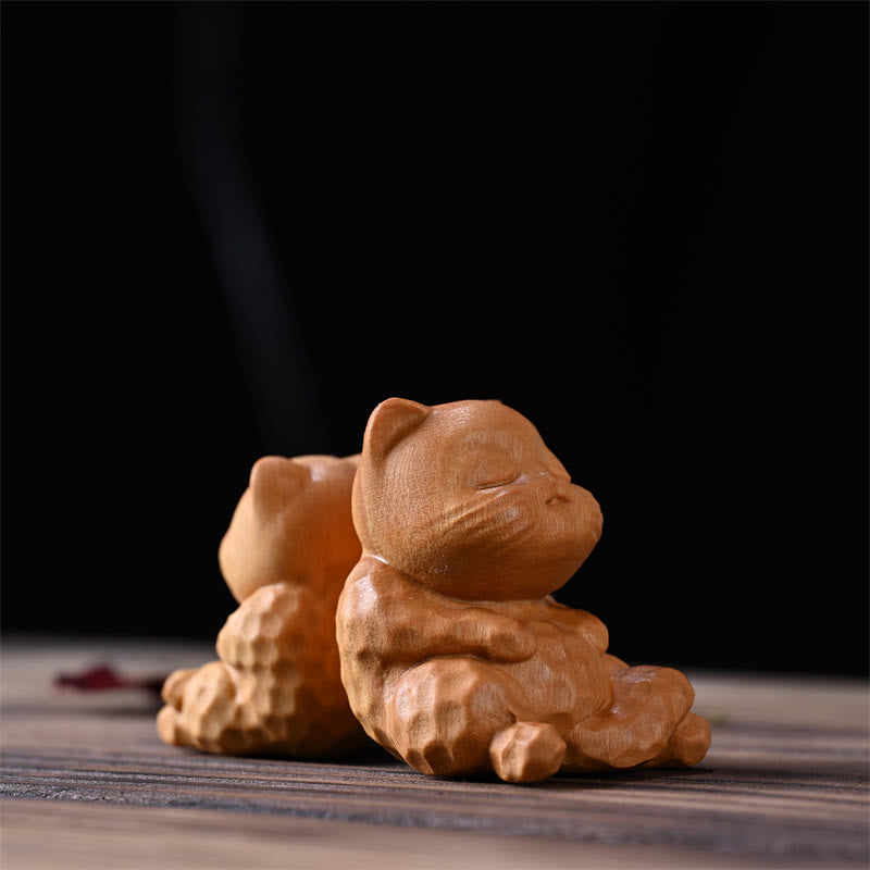 Buddha Stonesミニかわいい座り猫白檀守護ホームデコレーション - image 6