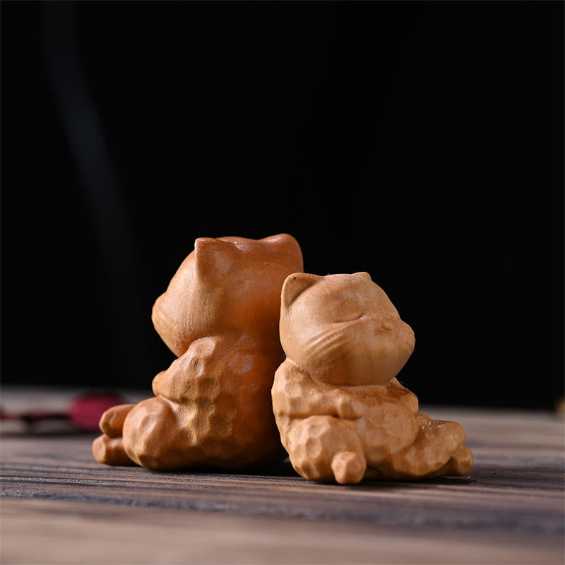 Buddha Stonesミニかわいい座り猫白檀守護ホームデコレーション - image 4