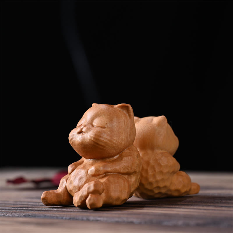 Buddha Stonesミニかわいい座り猫白檀守護ホームデコレーション - image 5