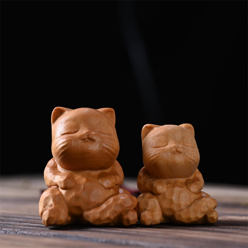 Buddha Stonesミニかわいい座り猫白檀守護ホームデコレーション - image 1