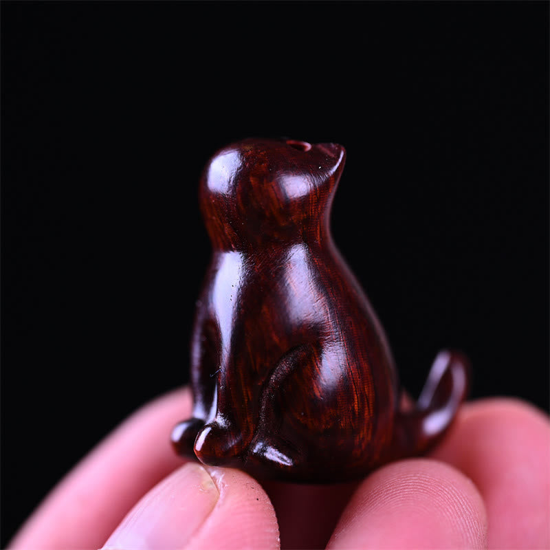 Buddha Stones小葉紫檀黒檀白檀 緑檀 幸運のミニ猫 鹿 スース 電話掛け飾り - image 9