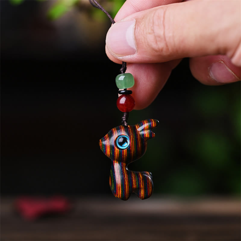 Buddha Stones小葉紫檀黒檀白檀 緑檀 幸運のミニ猫 鹿 スース 電話掛け飾り - image 23