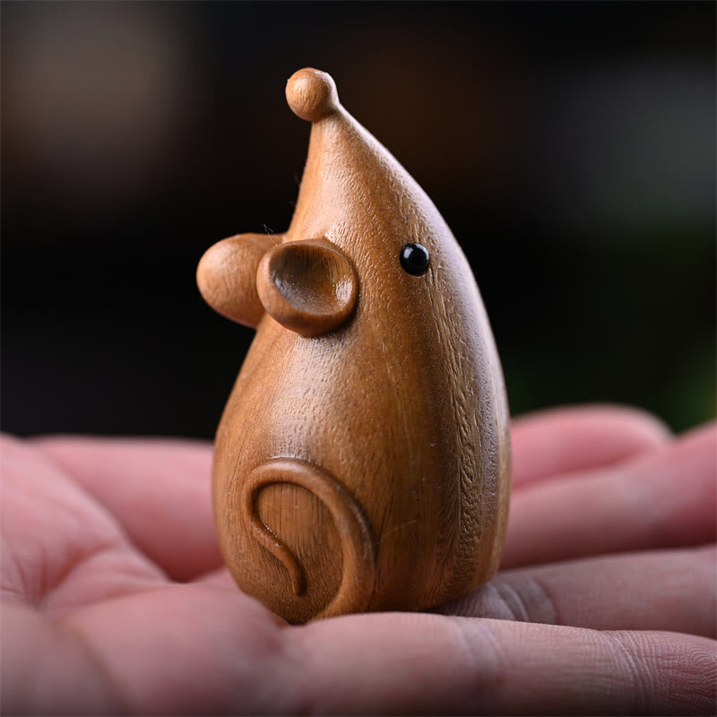 Buddha Stones小さな猫 マウス グリーンサンダルウッド アフリカンレッドローズウッド 平和 ホームデコレーション - グリーンサンダルウッドマウス 5.5×3.1×3cm - image 14