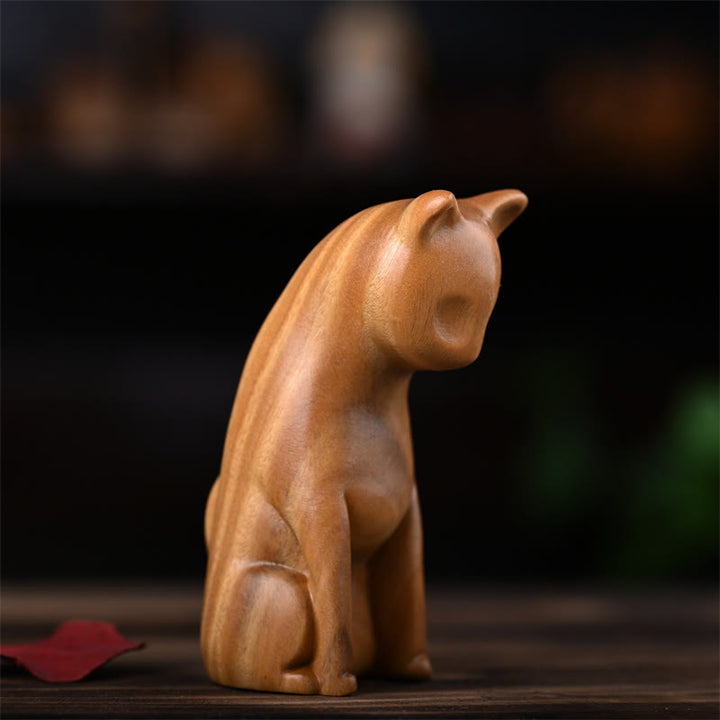 Buddha Stones小さな猫 マウス グリーンサンダルウッド アフリカンレッドローズウッド 平和 ホームデコレーション - image 8