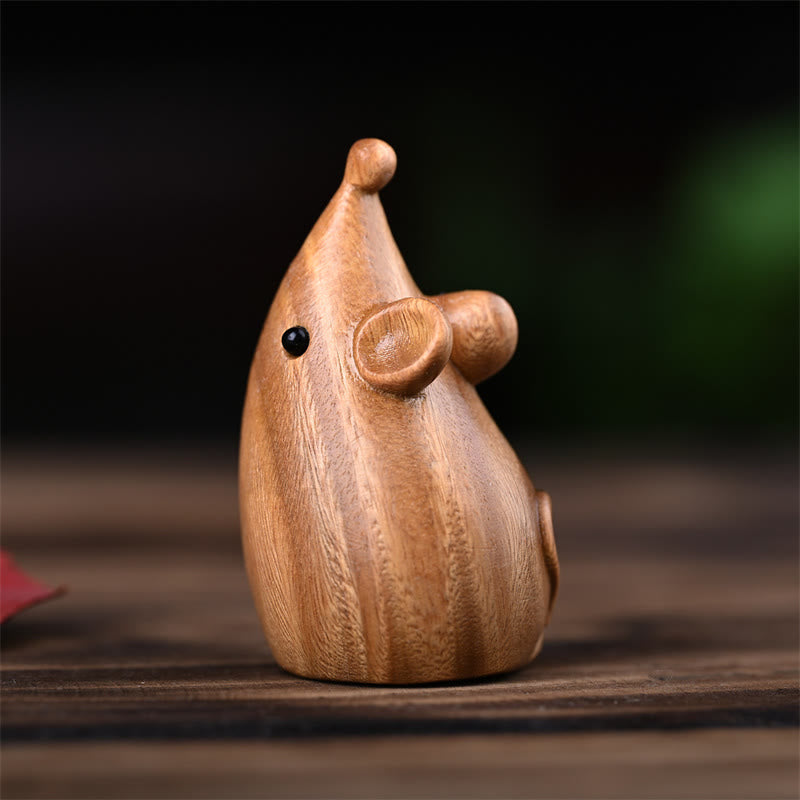 Buddha Stones小さな猫 マウス グリーンサンダルウッド アフリカンレッドローズウッド 平和 ホームデコレーション - image 16