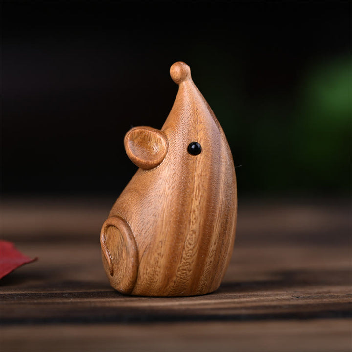 Buddha Stones小さな猫 マウス グリーンサンダルウッド アフリカンレッドローズウッド 平和 ホームデコレーション - image 15
