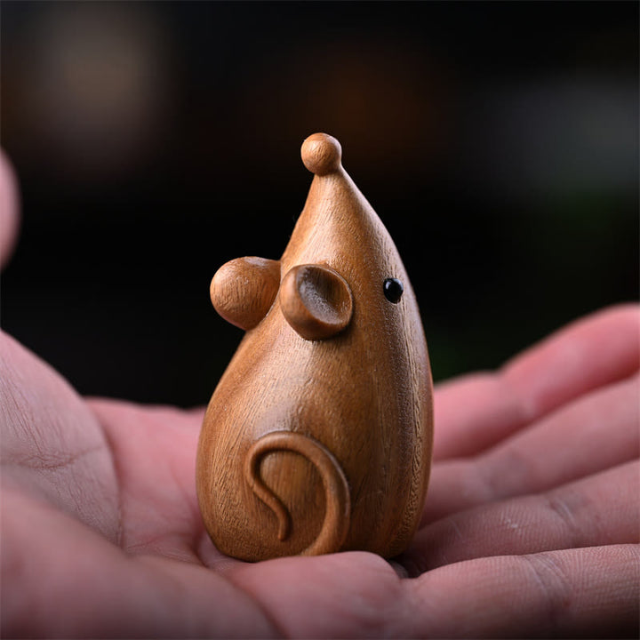 Buddha Stones小さな猫 マウス グリーンサンダルウッド アフリカンレッドローズウッド 平和 ホームデコレーション - image 18