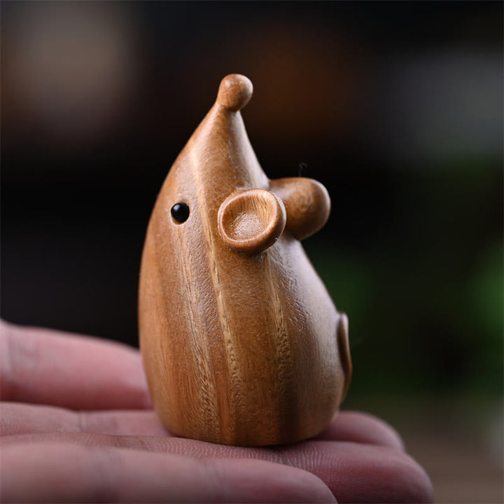 Buddha Stones小さな猫 マウス グリーンサンダルウッド アフリカンレッドローズウッド 平和 ホームデコレーション - image 21