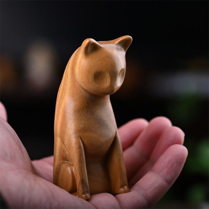 Buddha Stones小さな猫 マウス グリーンサンダルウッド アフリカンレッドローズウッド 平和 ホームデコレーション - image 9