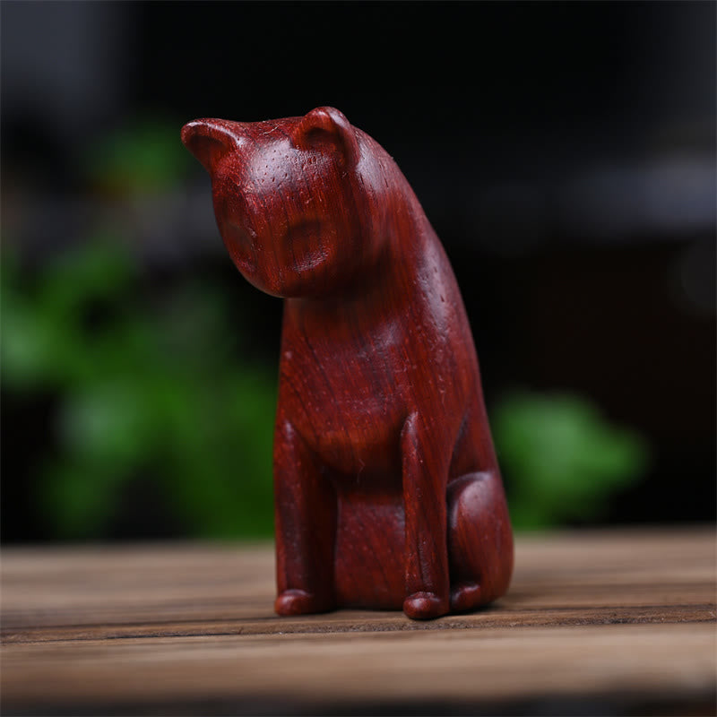 Buddha Stones小さな猫 マウス グリーンサンダルウッド アフリカンレッドローズウッド 平和 ホームデコレーション - image 27