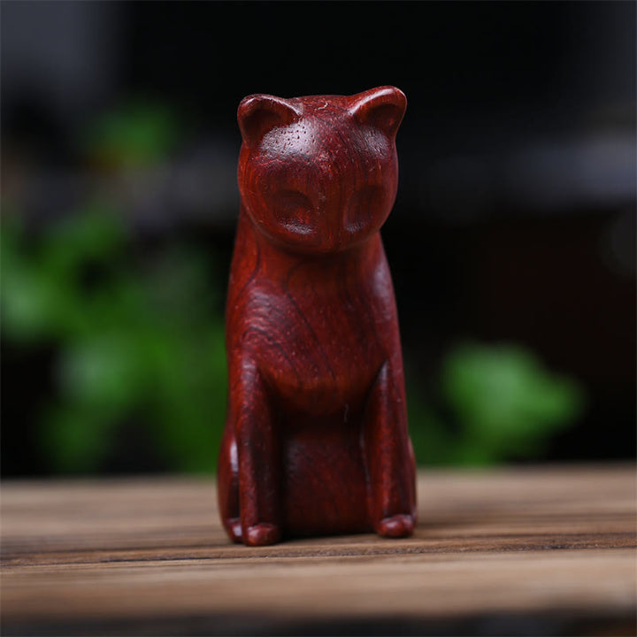 Buddha Stones小さな猫 マウス グリーンサンダルウッド アフリカンレッドローズウッド 平和 ホームデコレーション - image 28