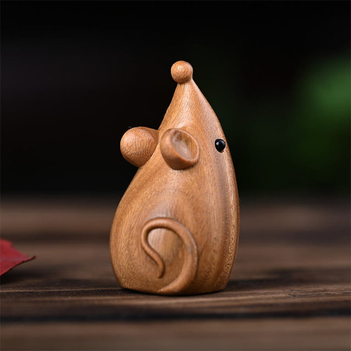 Buddha Stones小さな猫 マウス グリーンサンダルウッド アフリカンレッドローズウッド 平和 ホームデコレーション - image 22