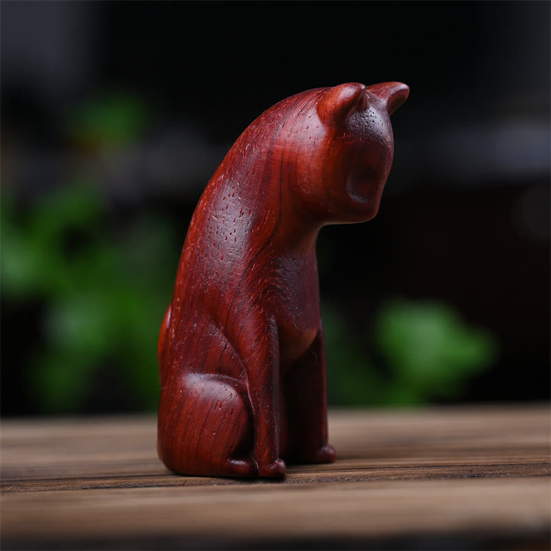 Buddha Stones小さな猫 マウス グリーンサンダルウッド アフリカンレッドローズウッド 平和 ホームデコレーション - image 26