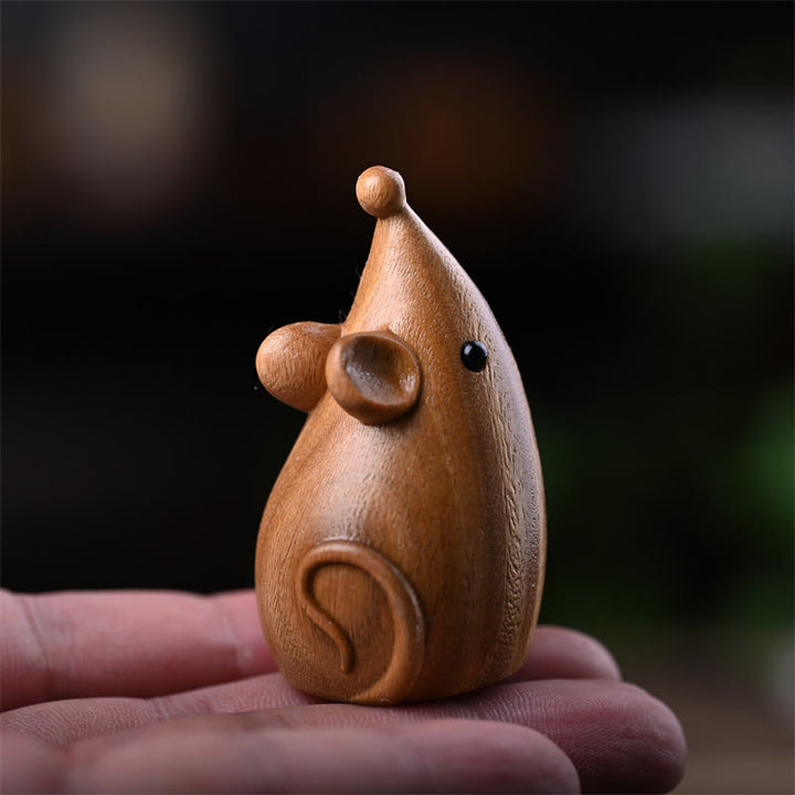 Buddha Stones小さな猫 マウス グリーンサンダルウッド アフリカンレッドローズウッド 平和 ホームデコレーション - image 19