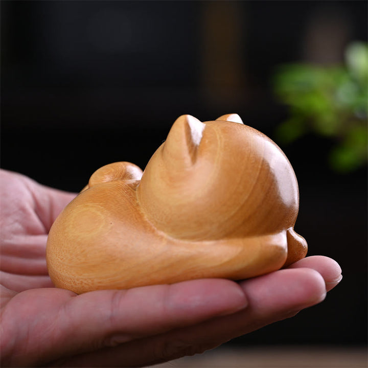 Buddha Stones小さくて可愛い自信に満ちた眠り猫 白檀 癒しのホームデコレーション - 眠り猫 9cm - image 12