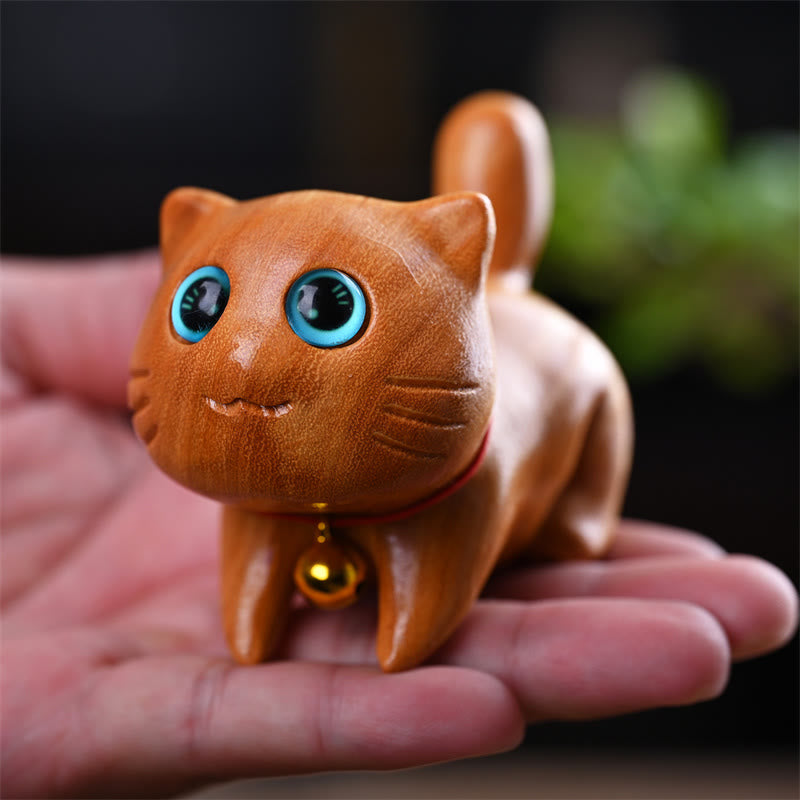 Buddha Stones小さくて可愛い自信に満ちた眠り猫 白檀 癒しのホームデコレーション - image 4