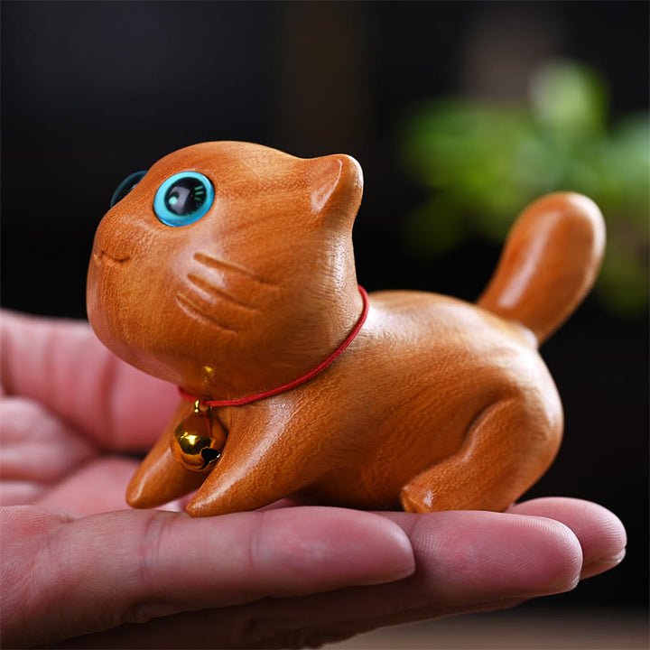 Buddha Stones小さくて可愛い自信に満ちた眠り猫 白檀 癒しのホームデコレーション - image 4