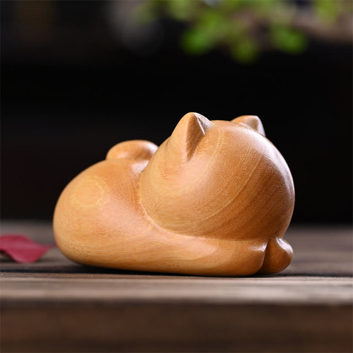 Buddha Stones小さくて可愛い自信に満ちた眠り猫 白檀 癒しのホームデコレーション - image 13