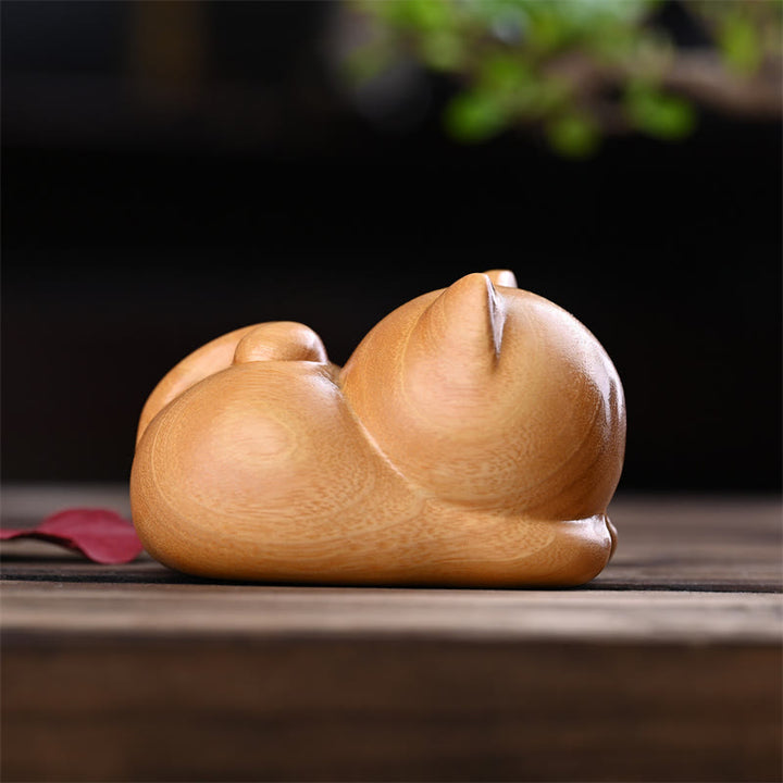 Buddha Stones小さくて可愛い自信に満ちた眠り猫 白檀 癒しのホームデコレーション - image 14