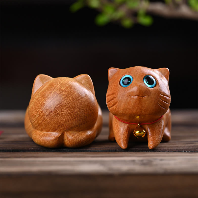 Buddha Stones小さくて可愛い自信に満ちた眠り猫 白檀 癒しのホームデコレーション - image 10