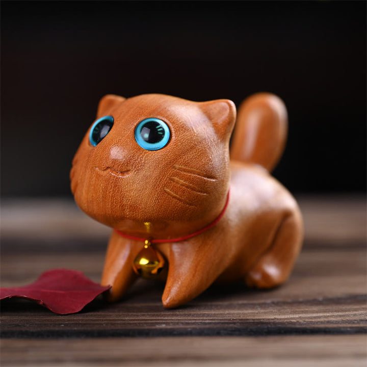 Buddha Stones小さくて可愛い自信に満ちた眠り猫 白檀 癒しのホームデコレーション - image 6