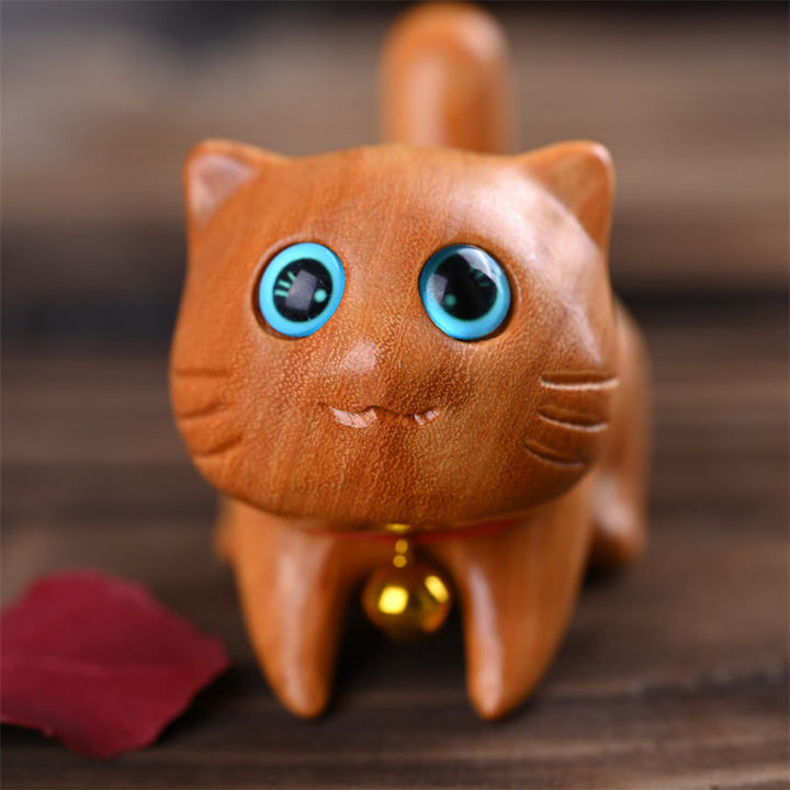 Buddha Stones小さくて可愛い自信に満ちた眠り猫 白檀 癒しのホームデコレーション - image 8