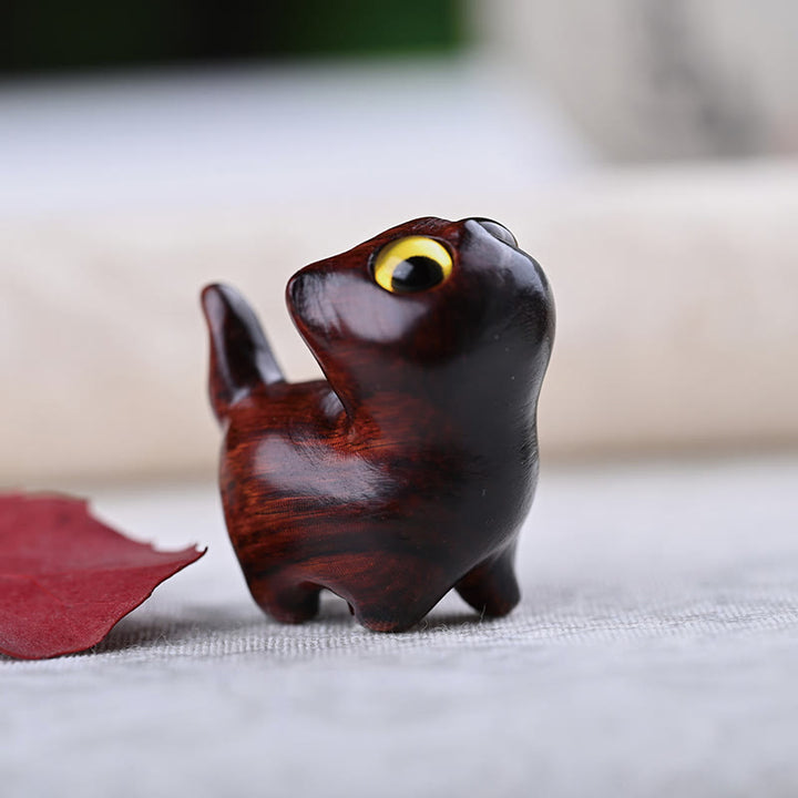 Buddha Stones緑白檀黒檀白檀の小葉紫檀ミニ招き猫 平和飾り - 小葉紫檀黄目3.1×1.8×3.2cm - image 14