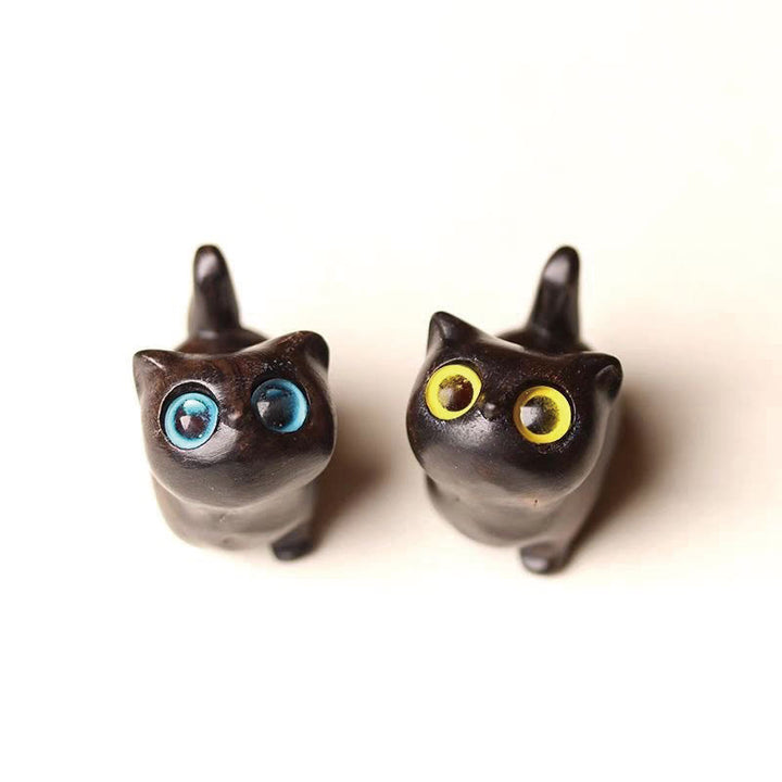 Buddha Stones緑白檀黒檀白檀の小葉紫檀ミニ招き猫 平和飾り - image 35