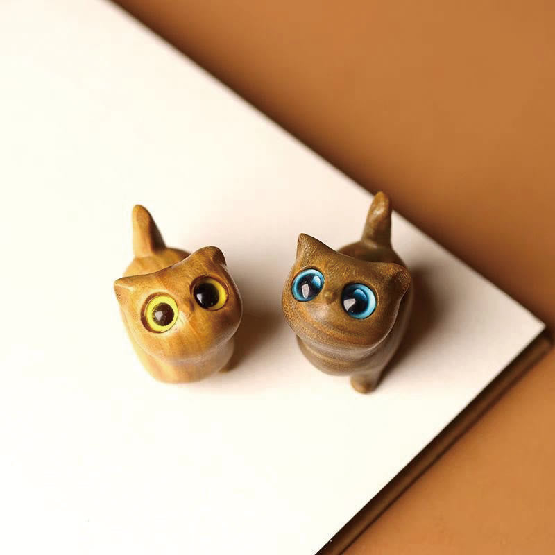 Buddha Stones緑白檀黒檀白檀の小葉紫檀ミニ招き猫 平和飾り - image 0