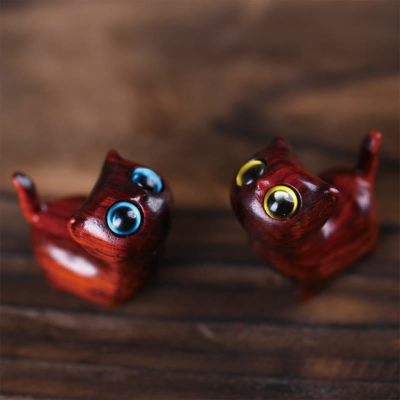 Buddha Stones緑白檀黒檀白檀の小葉紫檀ミニ招き猫 平和飾り - image 38