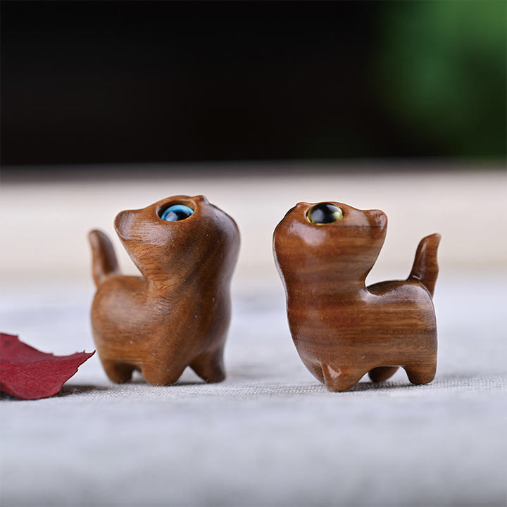 Buddha Stones緑白檀黒檀白檀の小葉紫檀ミニ招き猫 平和飾り - image 31