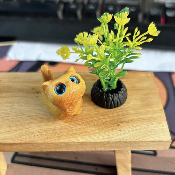 Buddha Stones緑白檀黒檀白檀の小葉紫檀ミニ招き猫 平和飾り - image 19