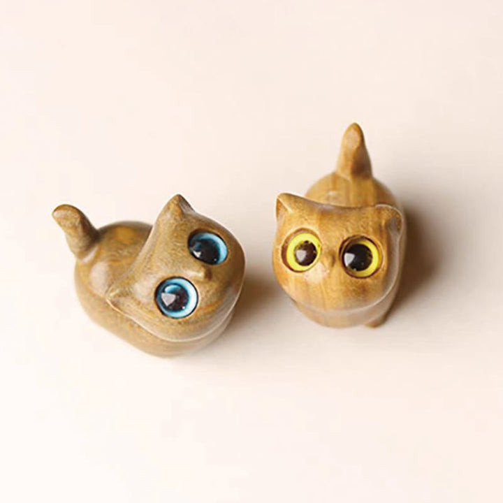 Buddha Stones緑白檀黒檀白檀の小葉紫檀ミニ招き猫 平和飾り - image 40