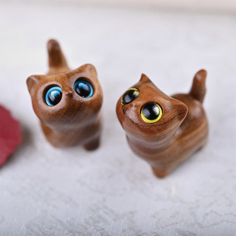 Buddha Stones緑白檀黒檀白檀の小葉紫檀ミニ招き猫 平和飾り - image 28