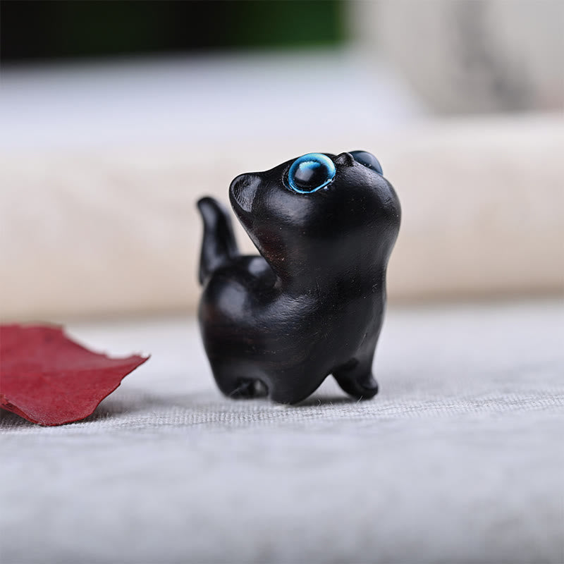 Buddha Stones緑白檀黒檀白檀の小葉紫檀ミニ招き猫 平和飾り - image 11