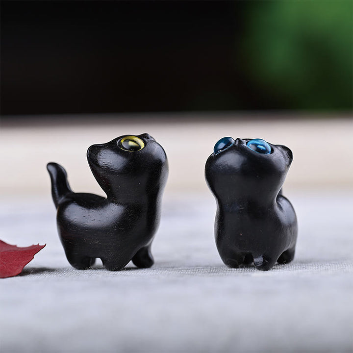Buddha Stones緑白檀黒檀白檀の小葉紫檀ミニ招き猫 平和飾り - image 36