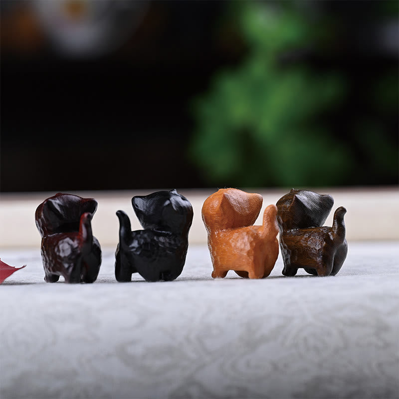 Buddha Stones緑白檀黒檀白檀の小葉紫檀ミニ招き猫 平和飾り - image 25