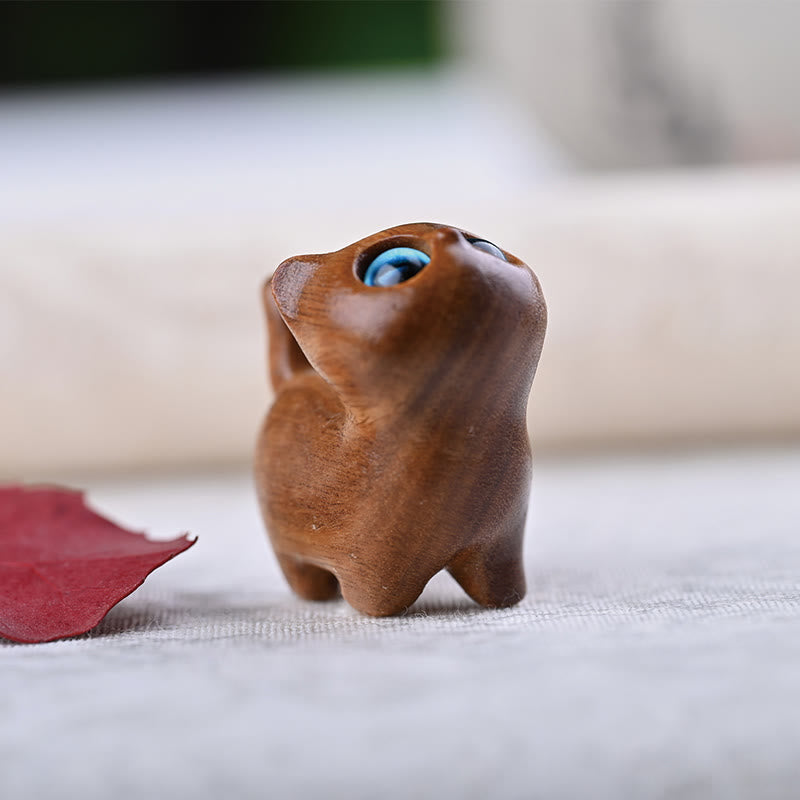 Buddha Stones緑白檀黒檀白檀の小葉紫檀ミニ招き猫 平和飾り - image 30