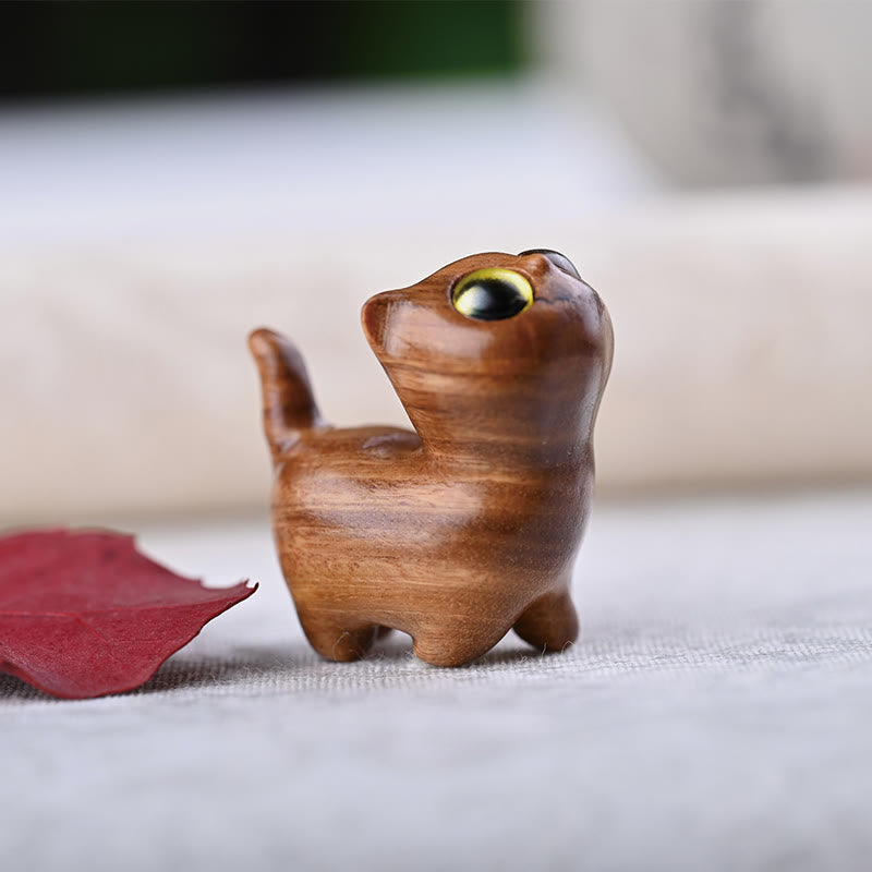 Buddha Stones緑白檀黒檀白檀の小葉紫檀ミニ招き猫 平和飾り - image 29