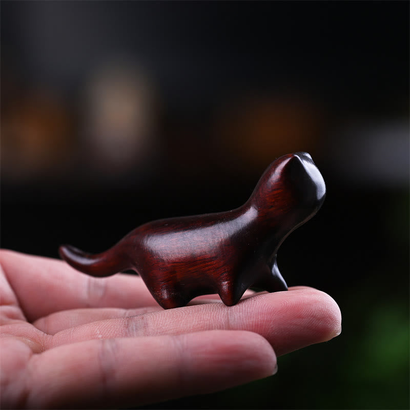 Buddha Stones緑白檀小葉紫檀黒檀木 幸運のミニウォーキングキャット ポジティブな装飾 - 小葉紫檀猫 7.3×2×3.3cm - image 12