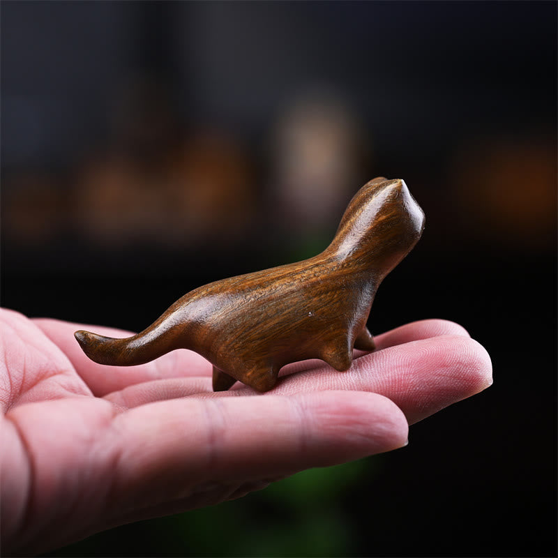 Buddha Stones緑白檀小葉紫檀黒檀木 幸運のミニウォーキングキャット ポジティブな装飾 - image 4