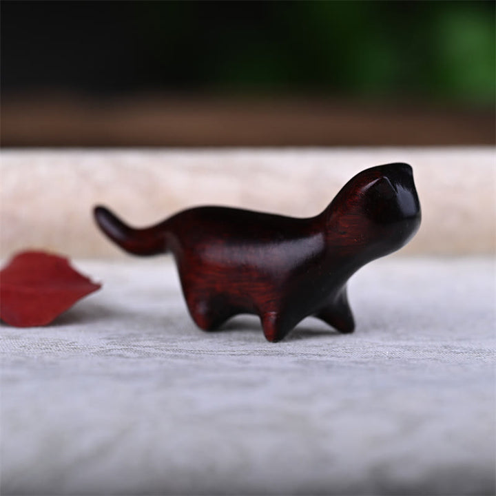 Buddha Stones緑白檀小葉紫檀黒檀木 幸運のミニウォーキングキャット ポジティブな装飾 - image 13