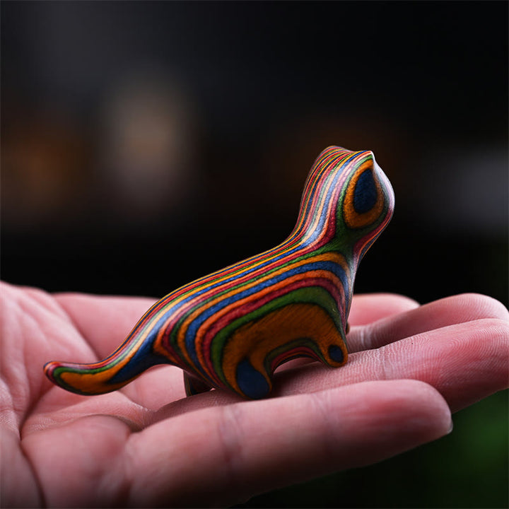 Buddha Stones緑白檀小葉紫檀黒檀木 幸運のミニウォーキングキャット ポジティブな装飾 - image 17