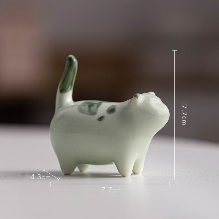 Buddha Stonesミニ幸運かわいい斑点立ち猫眠る子猫陶器置物装飾 - image 11