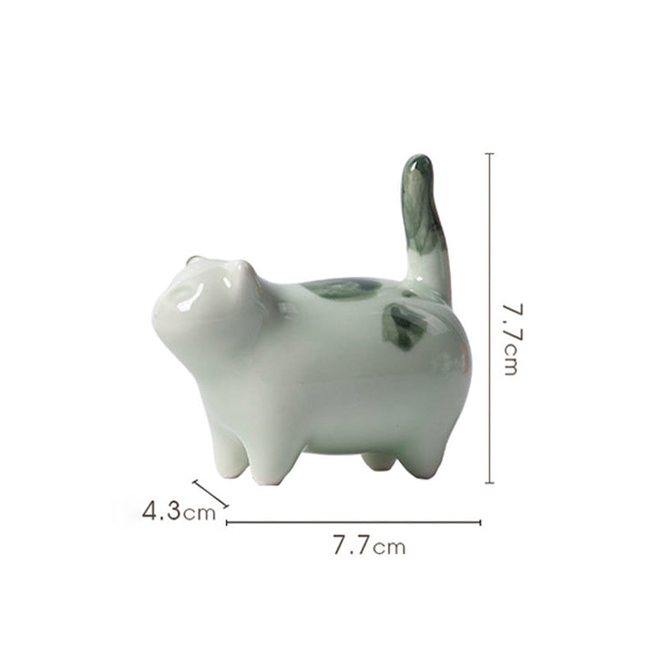 Buddha Stonesミニ幸運かわいい斑点立ち猫眠る子猫陶器置物装飾 - image 12